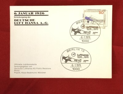 Deutsche Lufthansa 06.01.1976 First Flight Postcard 50th Anniversary