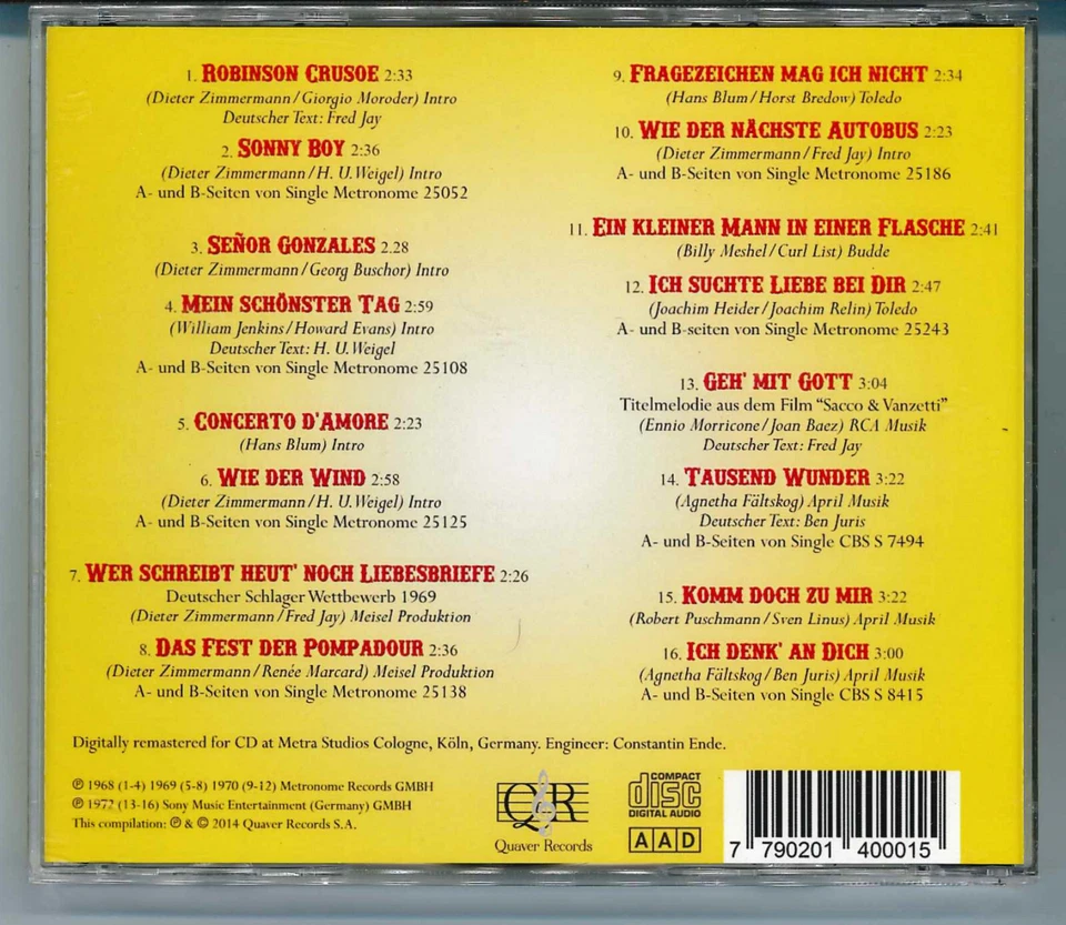 Agnetha Fältskog (ABBA) - Die deutschen Singles 1968-1972 (CD, German Songs) - Bild 3 von 4