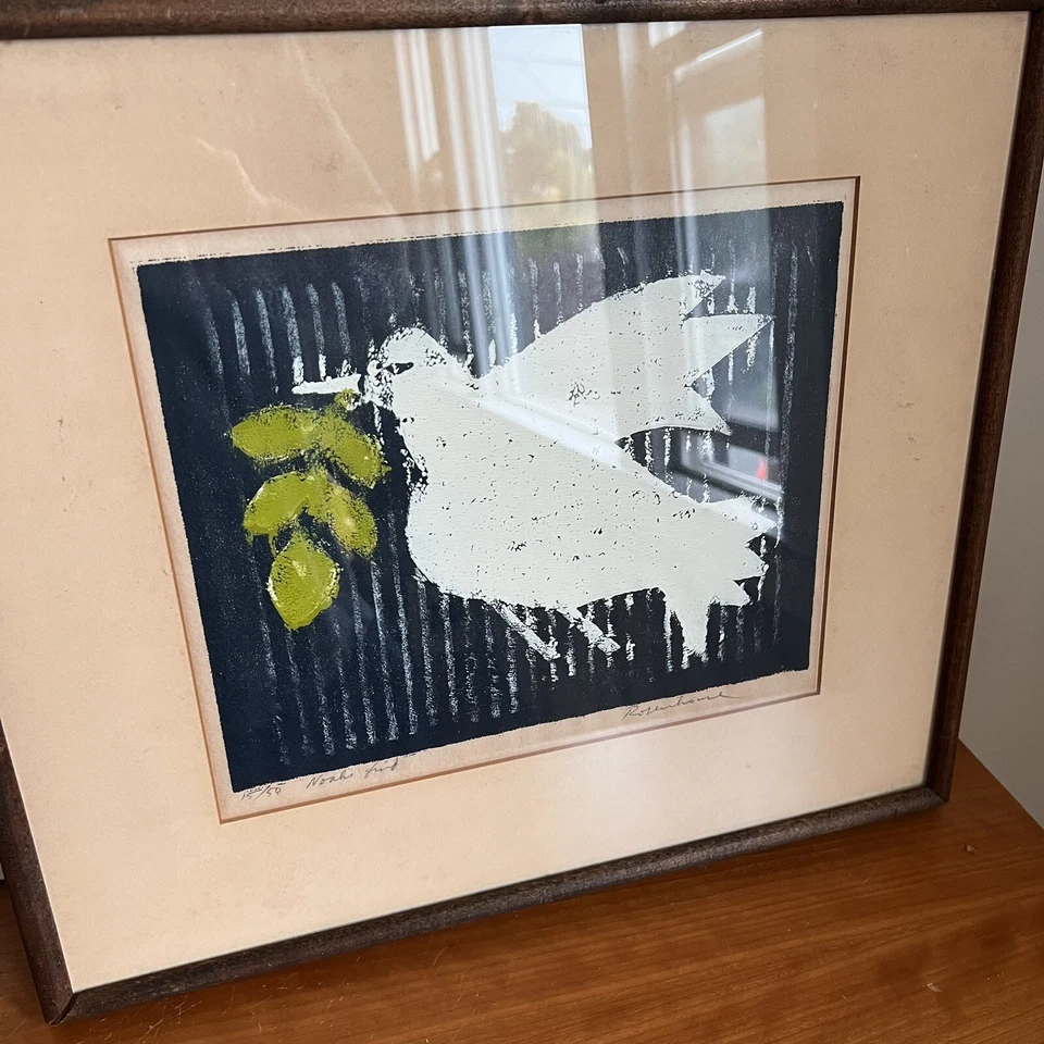 Impresión en madera Irwin Rosenhouse de mediados de siglo de colección firmada por Noah’s Bird 15/50 Foto 3 de 4