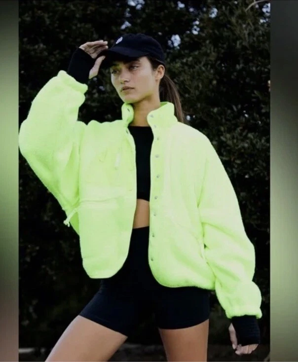 Fp Movement Free People Hit The Slopes Fleece Jacket Neon Green