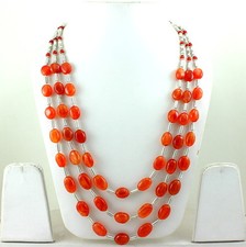 NATURAL REAL RED FINE CARNELIAN GEMSTONE BEADED BEAUTIFUL NECKLACE 117 GRAMS