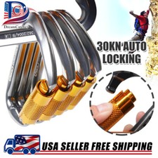 30KN Heavy Duty Auto Locking Climbing Carabiner Aluminum D Ring Clips Twist Lock