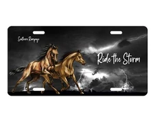 Ride the Storm Horses Aluminum License Plate Car Accessory Vanity Front Plate
