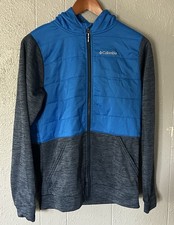 Boys Columbia Blue Hooded Full Zip Jacket Size XL 18/20 Camping School Outdoors