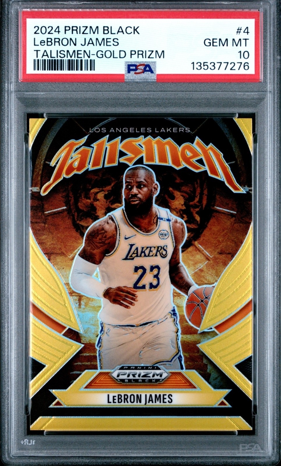 2024-25 Panini Prizm Black Lebron James Talisman Mojo #/10 GOLD PSA 10