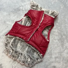 Wag a Tude Quilted Faux Fur Dog Jacket Coat Small Breed Easy On/Off Harness Hole