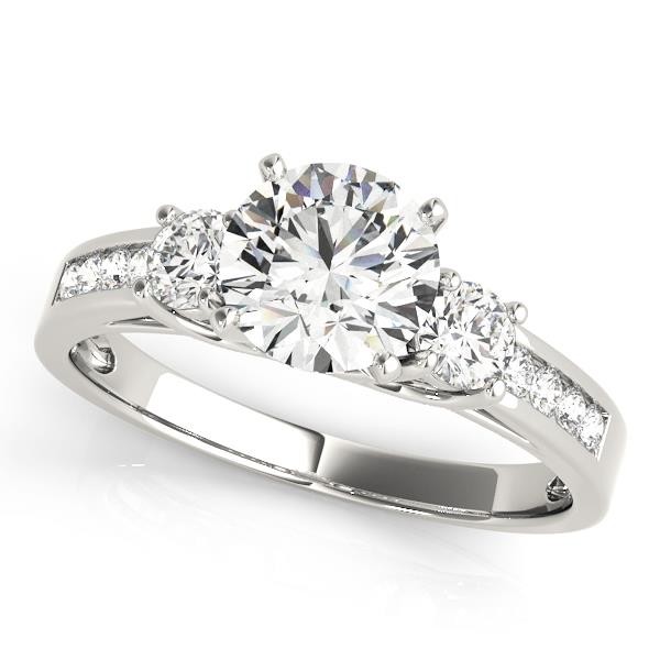 3-Stone Engagement Wedding Ring Lab Grown Round Diamond VS F 1.40 Carat 14K Gold