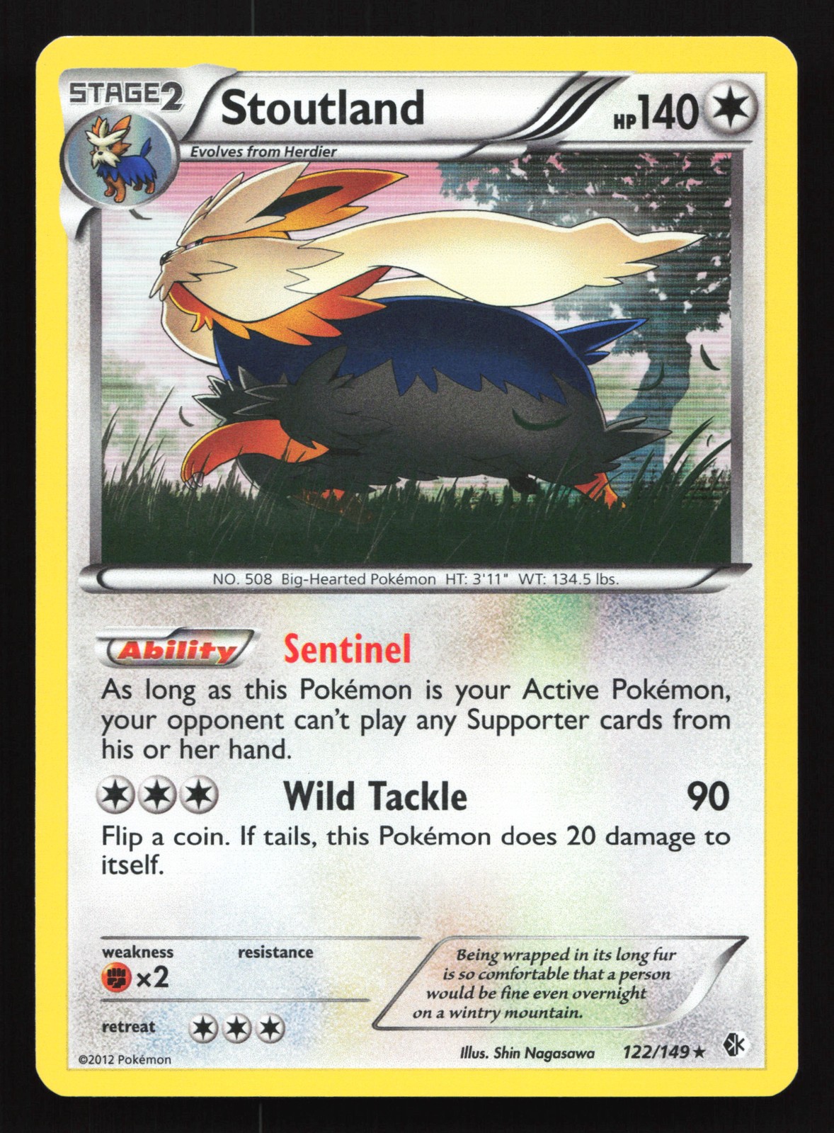Stoutland 122/149 Boundaries Crossed Holo Rare Pokemon Card