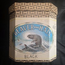 Beaver Brand Hats Vintage Hat Box with Graphic Beaver Logo   Western