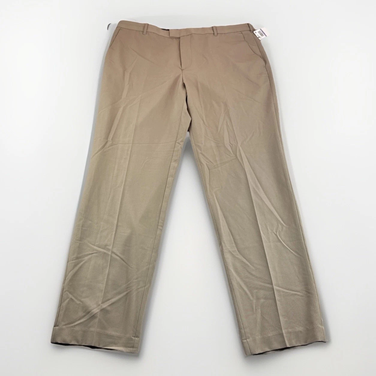 Van Heusen Premium Non Iron Flex Pants Men 38x32 Beige Chinos Stretch Preppy NEW