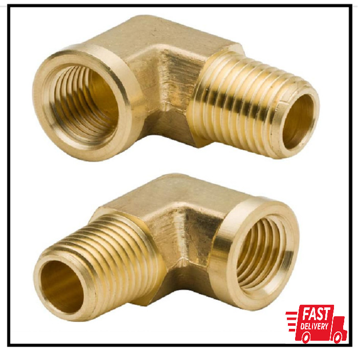 1/8 Inch Brass Street 90 Degree Elbow 1/8" NPT 1/8, Pack Of 2,Brass