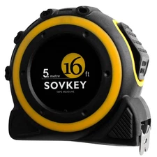 16ft(5-Meters) Tape Measure, Self-Lock, Dual Scale,Easy Read Measuring Black 