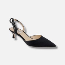 Badgley Mischka Women's Black Gentry 50MM Bow Satin Slingback Pumps Shoes Size 8