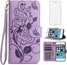 Phone Case for Iphone 5/5S/SE 2016 with Tempered Glass Screen Protector Cover an
