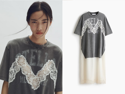Stella McCartney x H&M - Lace-Trimmed T-Shirt Dress - XS