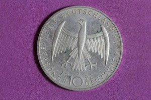 1992 German 10 Deutsche Mark Commemorative Coin #K61952