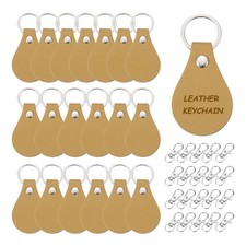 20Pcs Leather Keychain Blanks 22mm ID x 28mm OD Round Shaped,Bright Yellow