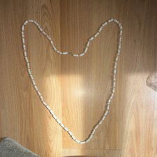 Shell Beaded Necklace Barrel Clasp White Pink Beige Round Ball Chain Jewelry