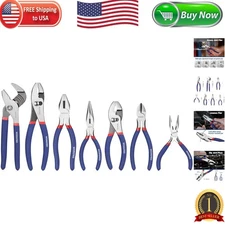 7-Piece Ergonomic Pliers Set for DIY Excellence – Carbon Steel Comfort Grip