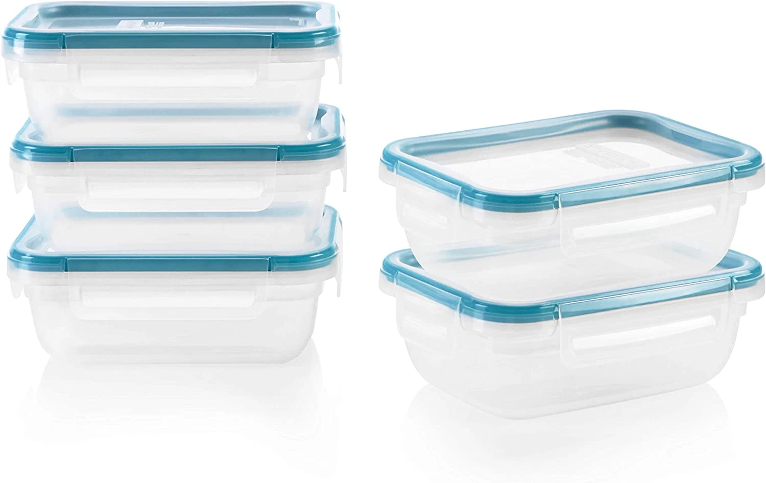 Plastic Total Solution 5-Pack (3-Cup) Food Storage Containers Set, Leakproof & A