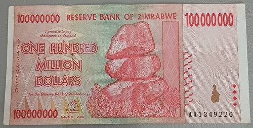 Banconota Zimbabwe 10 Dollari 2008 - Inflazione - Circolata - Pezzo Singolo