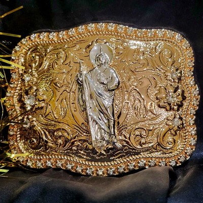 Saint jude San Judas Western belt Buckle Rose Gold Silver Heavy  Zinc Alloy