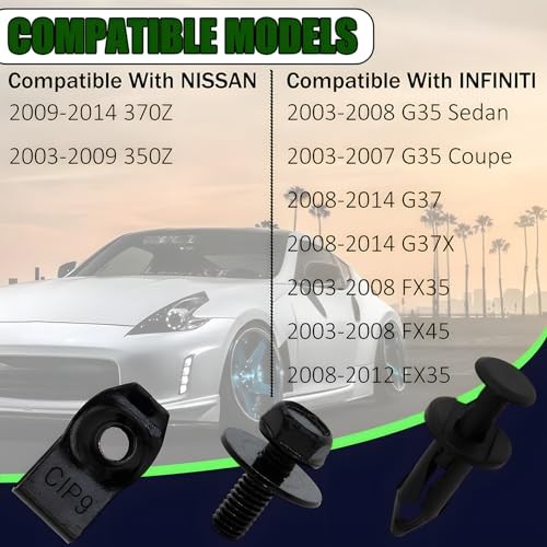 Engine Cap Sign 35PCS Engine Under Cover Splash Shield Guard Body Bolts Screws, Front ...