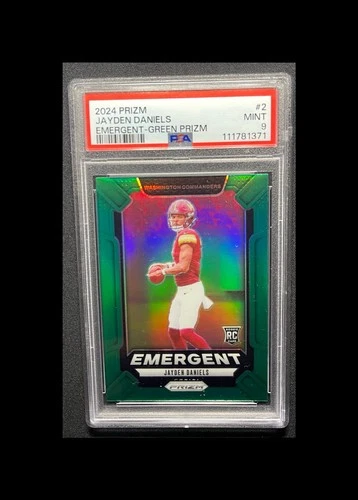 2024 Panini Prizm Jayden Daniels Emergent-Green Prizm #2 (RC) PSA 9 MINT