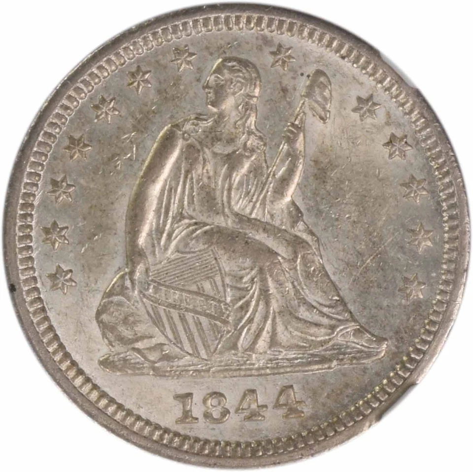 1844 Liberty Seated Silver Quarter MS61 NGC - Image 3 of 4