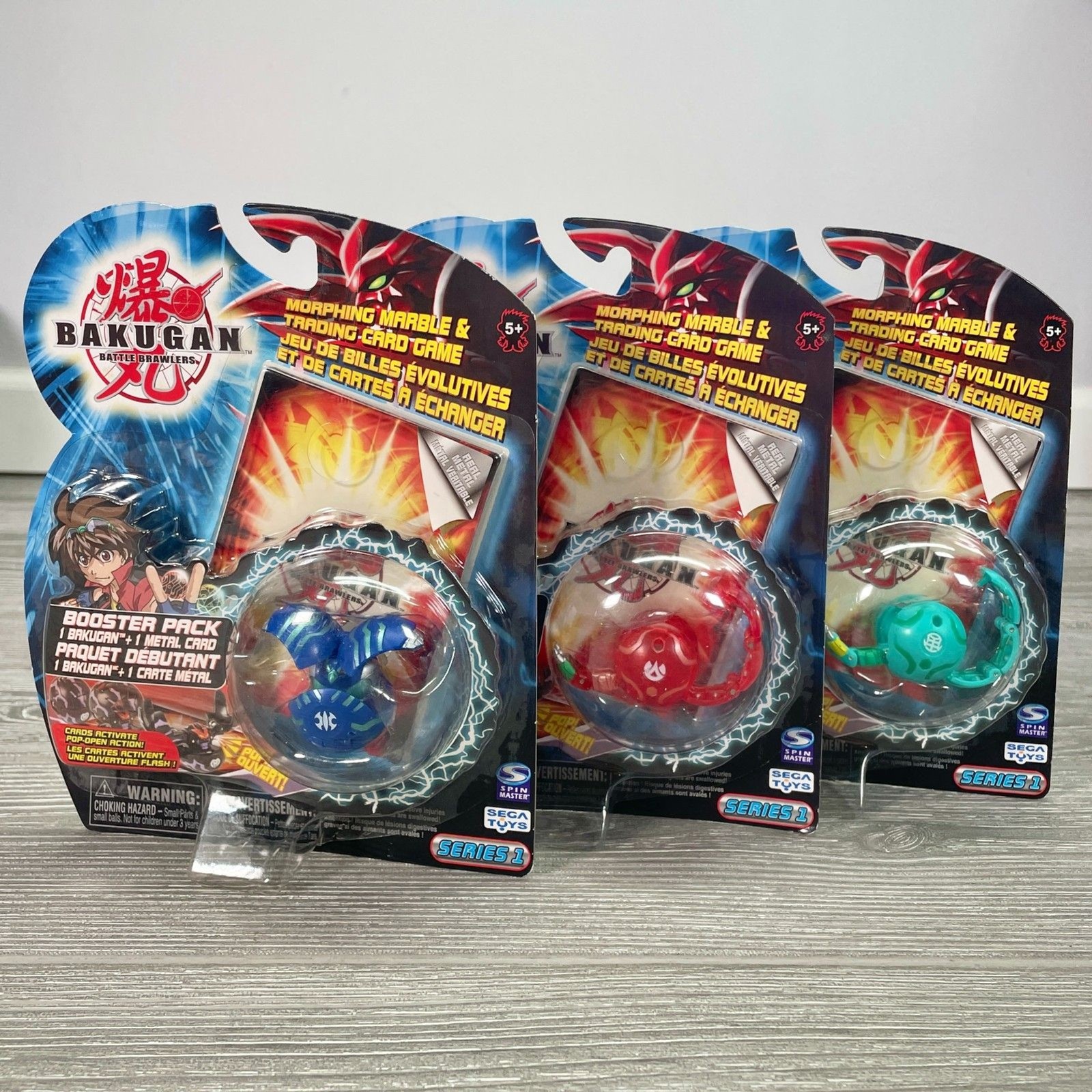 THREE Sega 2007 Bakugan Battle Brawlers Series 1 Booster  THREE Sega 2007 Bakugan Battle Brawlers Series 1 Booster Centipoid Falconeer NEW main image 0
