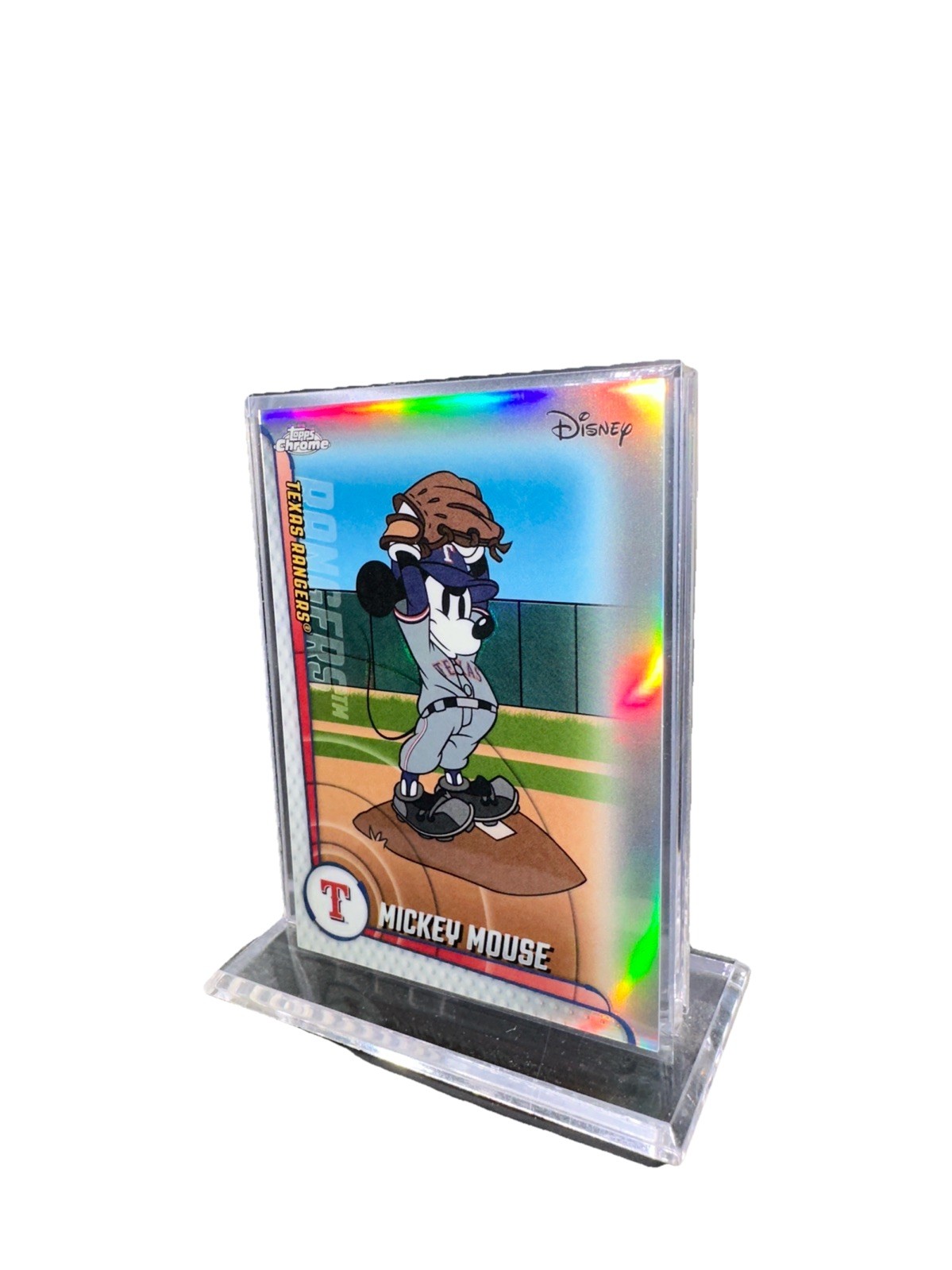 2025 Topps Chrome Update Disney Mickey Mouse MLB SSP Refractor Rangers Case Hit