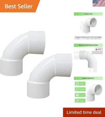 2 Pack 2'' 90 Degree PVC Sweep Elbow | Durable DIY Connector for Greenhouses