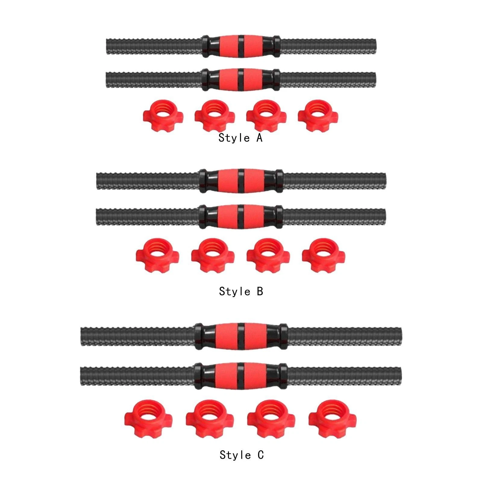 2x Dumbbell Handle Barbell Bar Easy to Install with 4 Collars for Gym Fitness