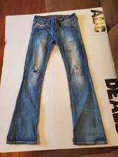 Rock Revival Codee Jeans Women 30x31 Blue Bootcut, Distressed, Embroidered Denim