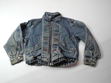 Vintage Jordache Jacket Kids Medium Blue Denim Colorful Stitch 80s Y2K Retro