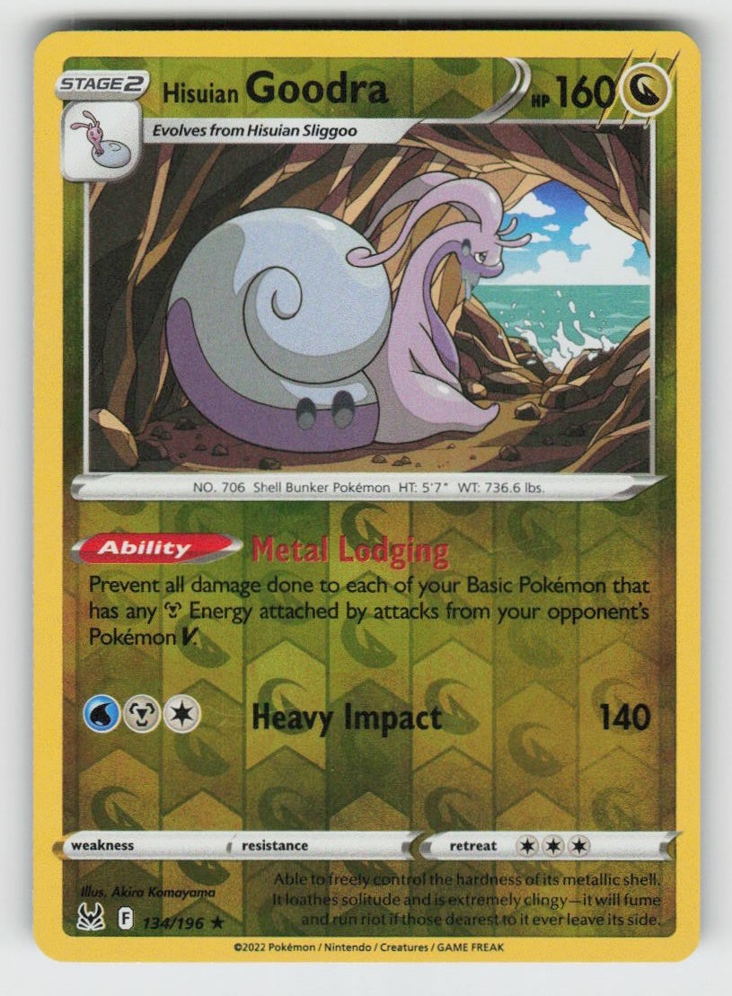 Reverse Holo Hisuian Goodra 134/196 Holo Rare SWSH11: Lost Origin NM
