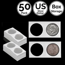 50 Pack 2 x 2 IN Cardboard Flip Coin Holder 4 US Morgan Peace Silver IKE Dollar