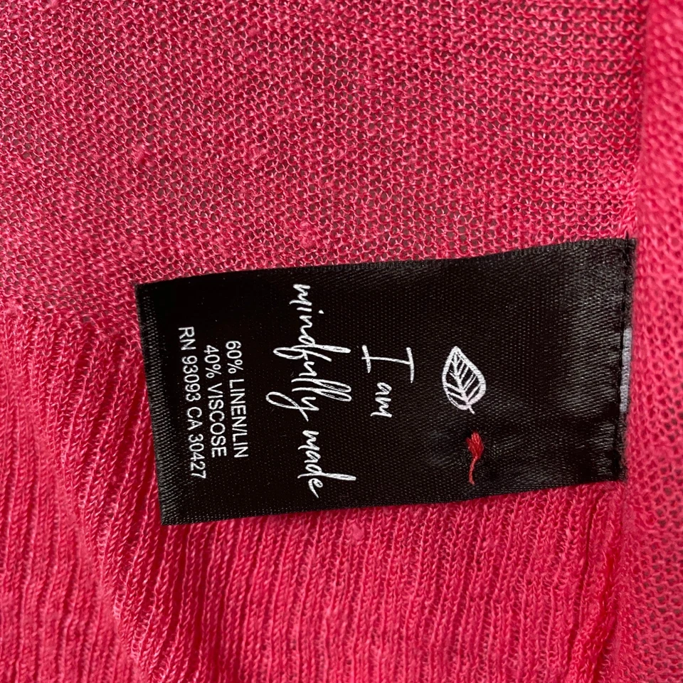 NIC ZOE Suéter Mujer Grande Rosa Cárdigan Mezcla de Lino Frente Abierto Corbata Frontal Foto 3 de 4