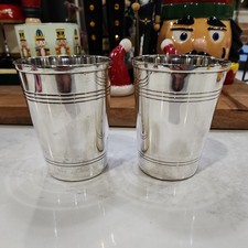 Set Of 2 Vintage Silver-Plated Flared Edge Mint Julep Cups 4" Tall Silverplated