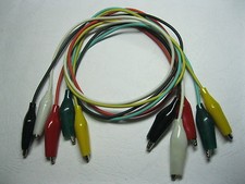 6 set Small Size 27mm Alligator Test Clip Lead 5 Colors 50cm Long New