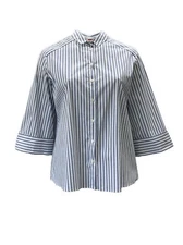 Marina Rinaldi Women's Blue Faretra Button Closure Shirt NWT