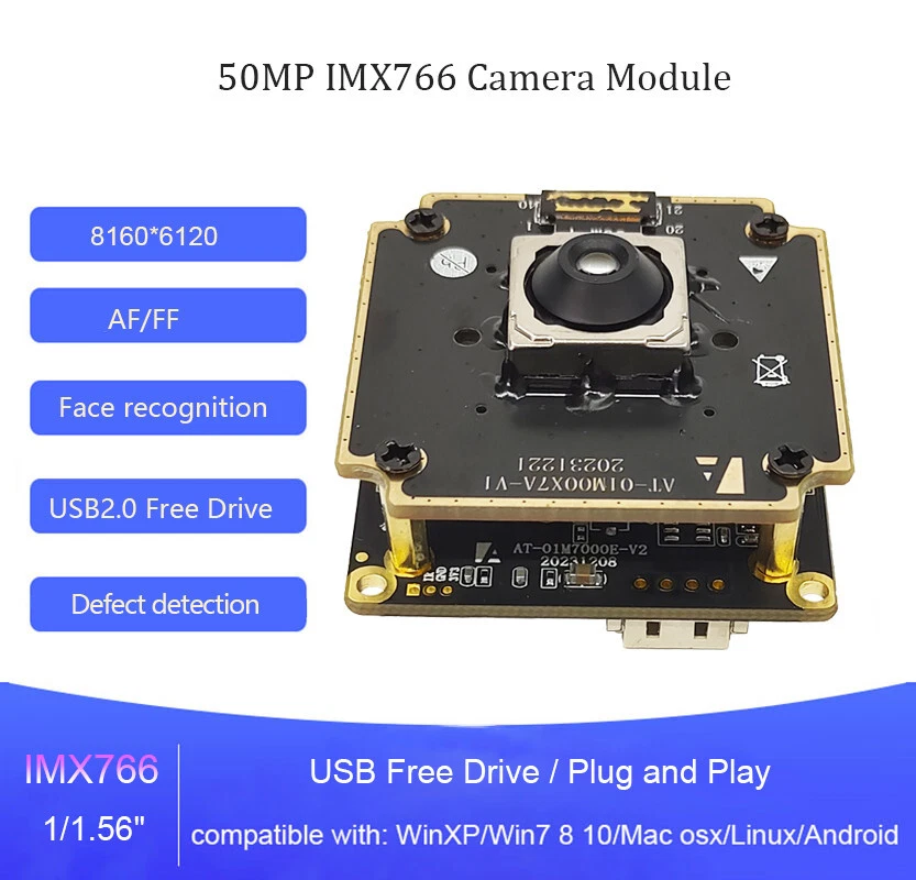 50MP IMX766 USB2.0 Kamera Modul PDAF AF/FF 8160x6120 UVC Free Drive USB Webcam