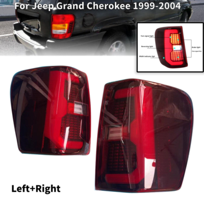 Purchase 1999-2004 Grand Cherokee Red Smoked LED Tail Lights Lamps In - Foto 12
