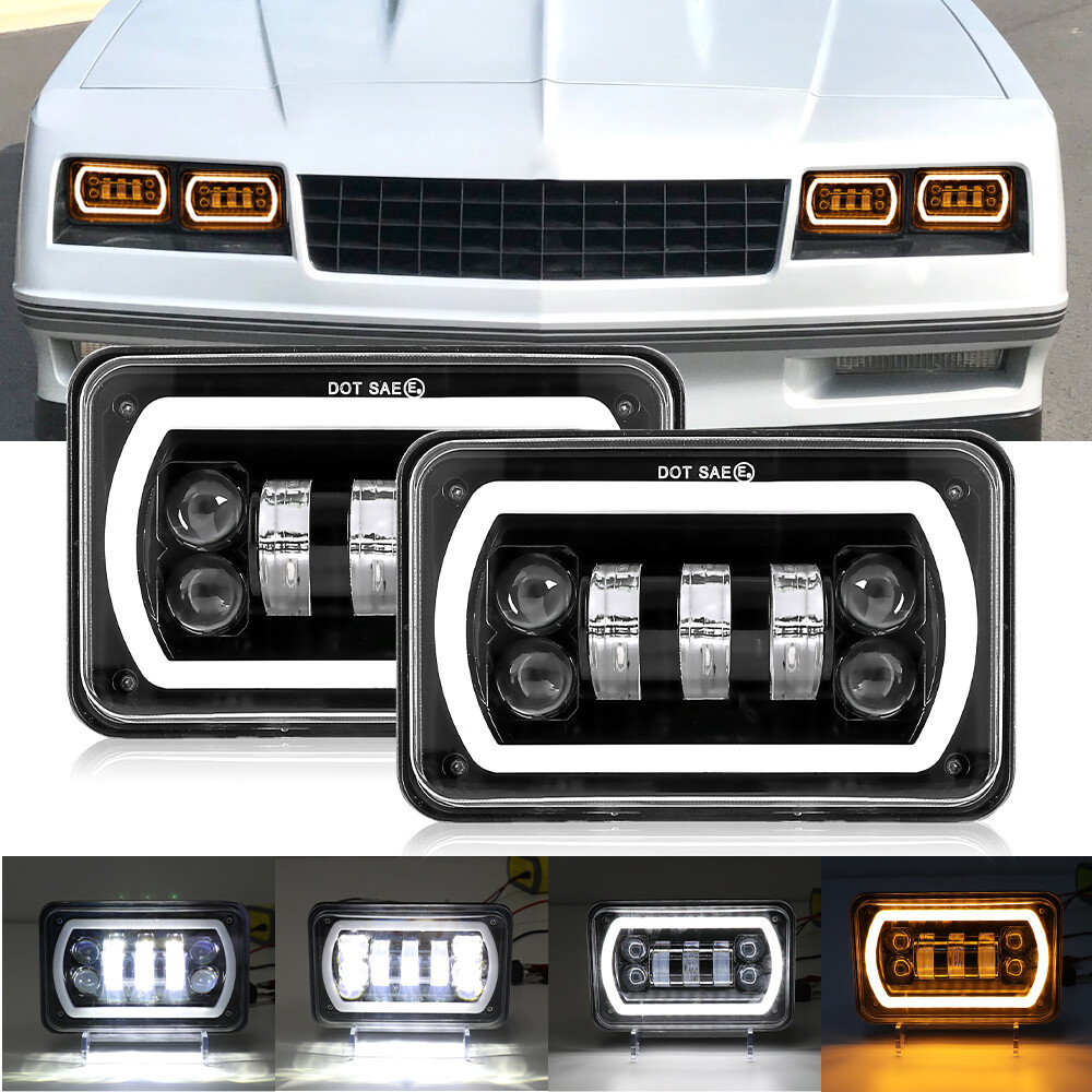 For Chevrolet Monte Carlo SS 1980-1988 4PCS 4x6" LED Headlights DRL Hi/Lo Beam - Foto 4
