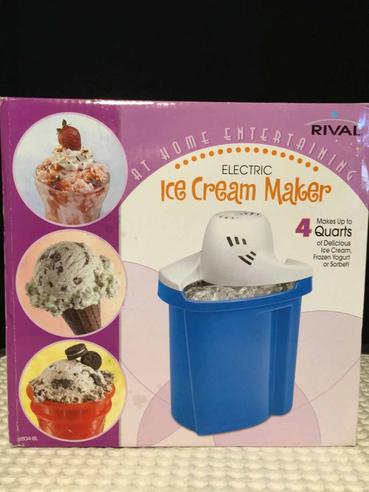 NEW! Rival Electric Ice Cream Maker Yogurt Sorbet #8804-BL 4 Quart