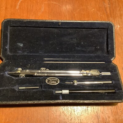 Lotter Original Edelstahl Präzisionskompass im Etui Vintage