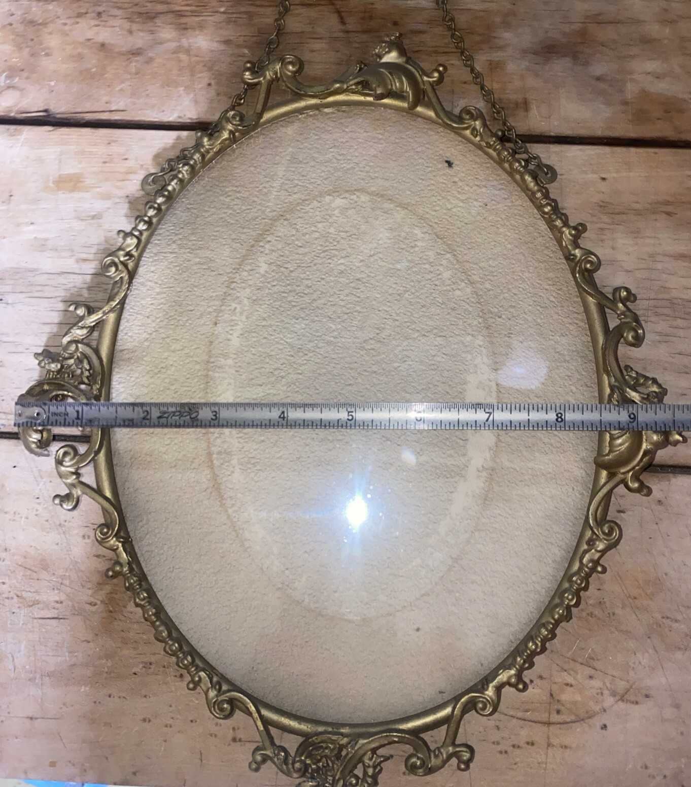 Antique Hanging 18901920 Victorian ORNATE Oval Metal Picture Frame
