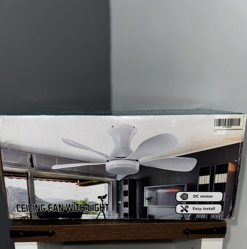 33In Black Low Profile Ceiling Fans with Lights and Remote/APP Control, Moder...