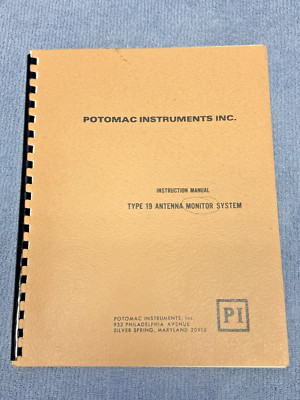 Potomac Instruments Type 19 Antenna Monitor System Instruction Manual