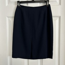 Esprit De Corp Vintage Navy Blue Pencil Skirt Womens Size 3/4 Front Slit